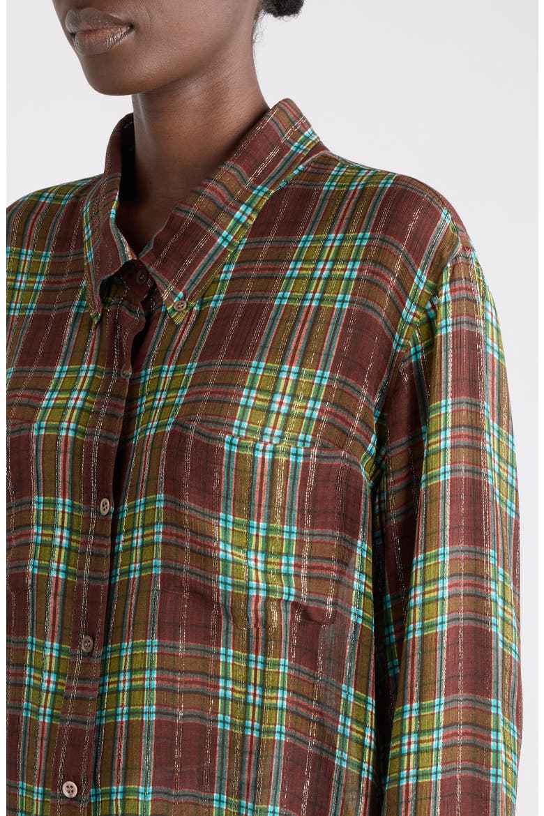 Cheers Plaid Long Sleeve Button-Down Shirt, Alternate, color, BURGUNDY