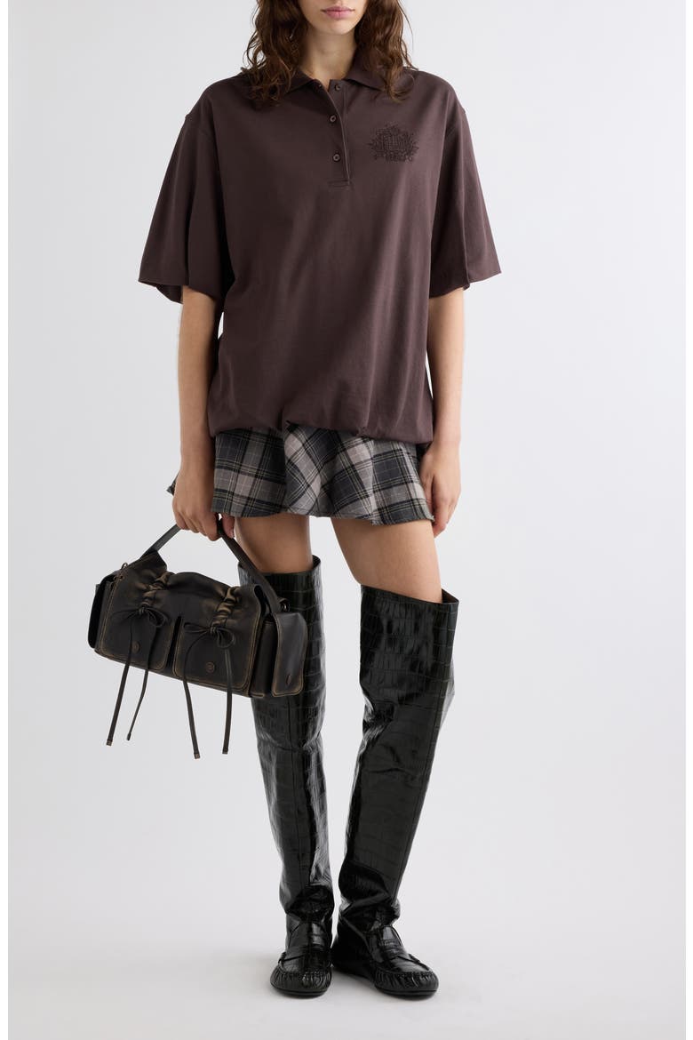 Eteddy Bubble Hem Polo, Main, color, DARK BROWN
