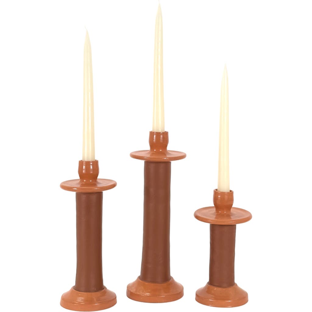Alcantara Frederic Leather Wrapped Candle Holder in Terracotta  product