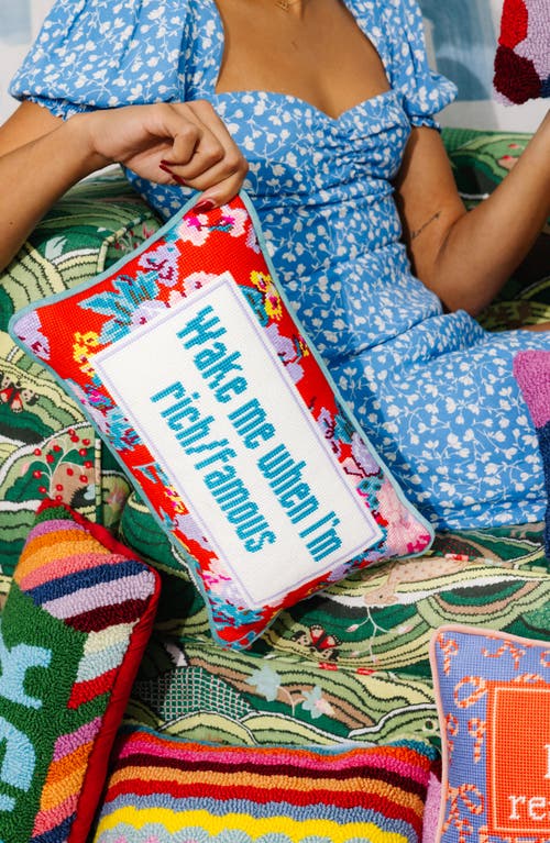 Furbish Rich And Famous Needlepoint Pillow In Multi