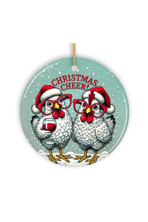 Christmas Cheer Chicken Santa Hat Ornament - Version 1