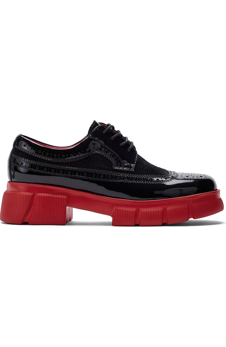 MARC NOLAN Ms. Alexander Leather Lug Wingtip Derby, Main, color, Black/Red