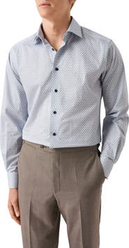 Eton Contemporary Fit Geometric Print Cotton Dress Shirt