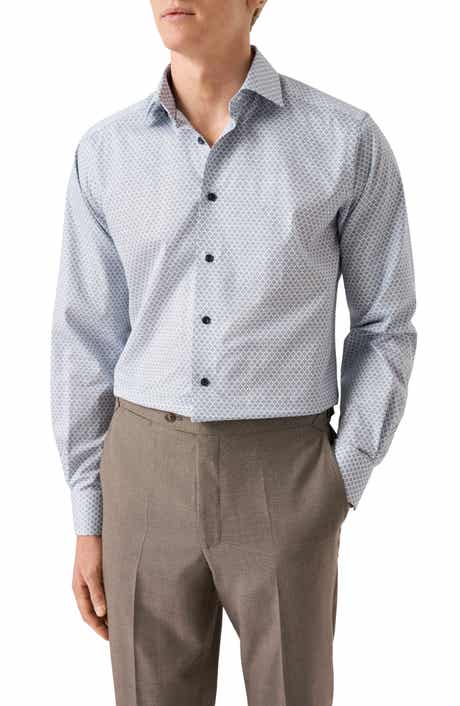 Eton Contemporary Fit Geometric Print Cotton Dress Shirt