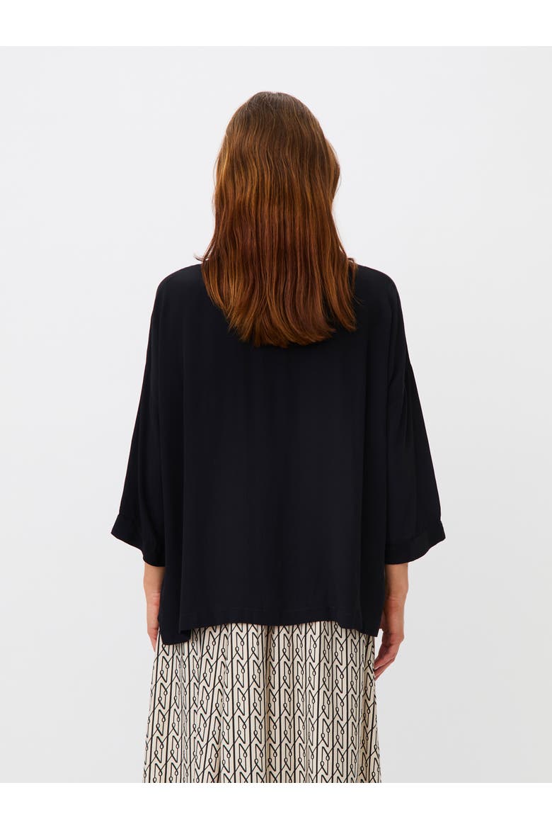 Mabecca Round Neck Draped Blouse, Alternate, color, Black