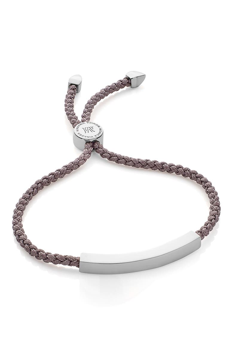 Linear Engravable Friendship Bracelet, Main, color, SILVER/ BLACK