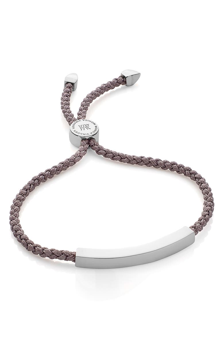 Monica Vinader Linear Engravable Friendship Bracelet, Main, color, Silver/ Black