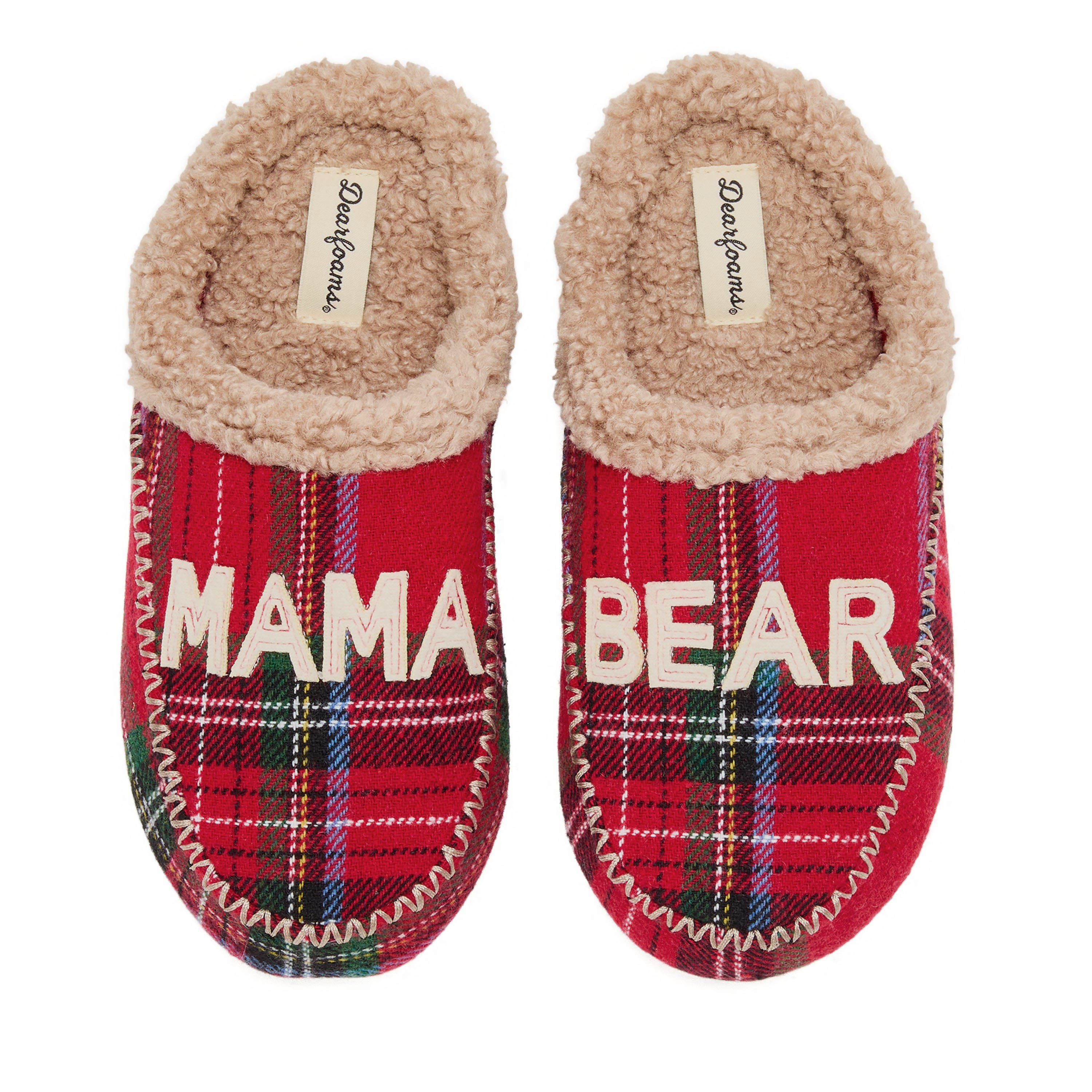 DEARFOAMS Mama Bear Plaid Clog Slipper, Main, color, Plaid