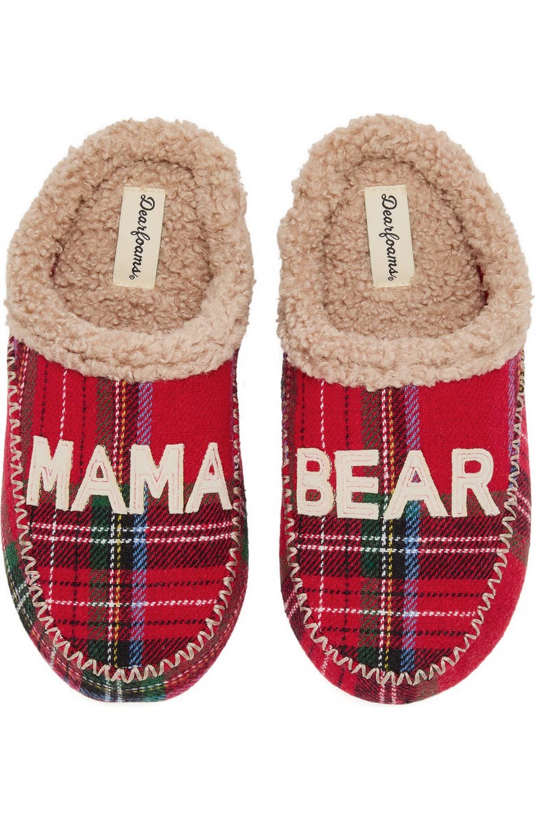 DEARFOAMS Mama Bear Plaid Clog Slipper, Main, color, Plaid