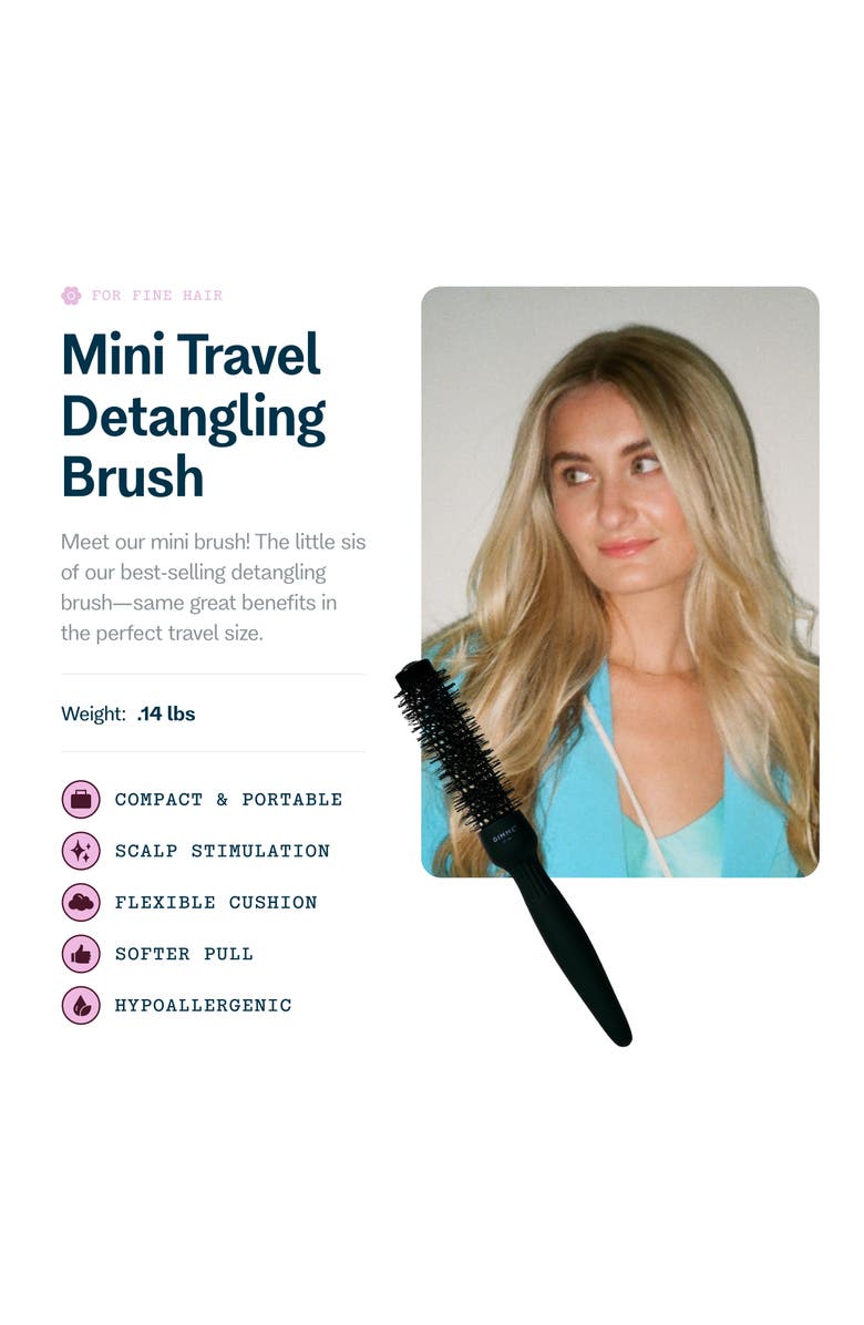 Gimme Beauty Mini Travel Detangler Brush with Anti-Static, Heat-Resistant & Flexible Nylon Bristle, Alternate, color, Black