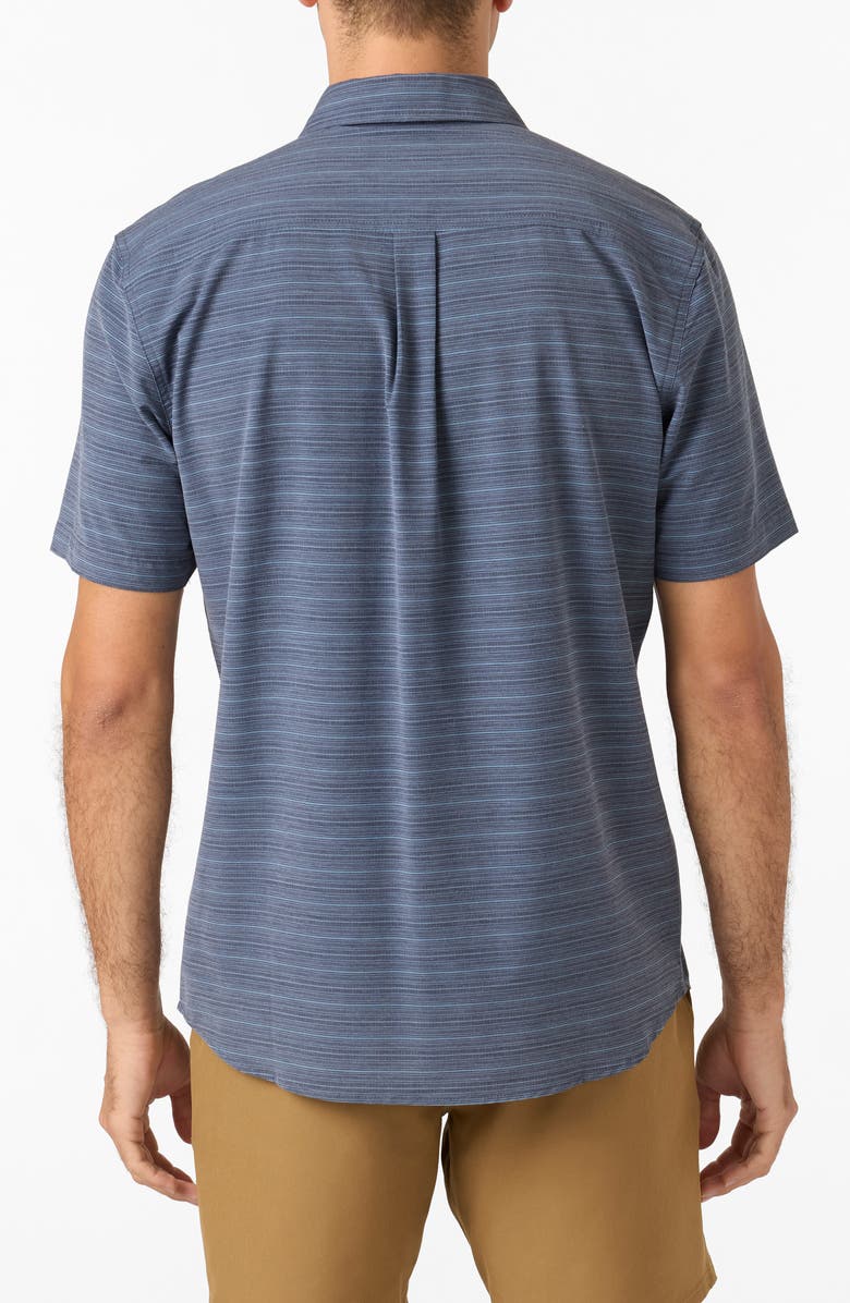 O'Neill TRVLR UPF Traverse Stripe Short Sleeve Performance Button-Up Shirt, Alternate, color, 