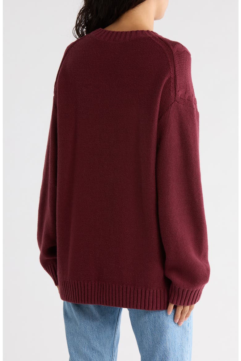 Oversize Cable Stitch Sweater, Alternate, color, BURGUNDY TANNIN