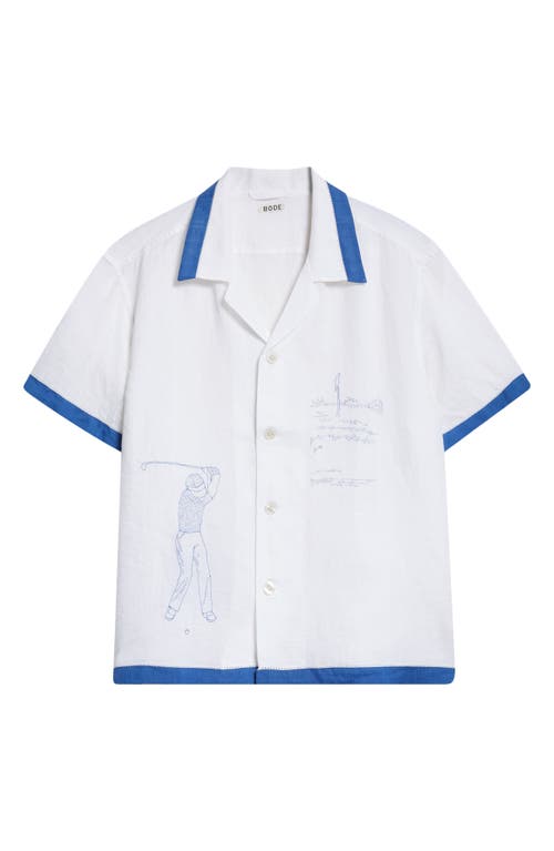 Bode Club Champion Shirt In White/blue