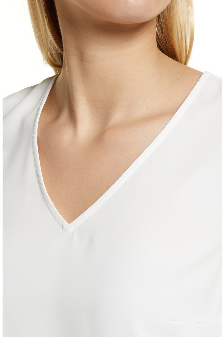 Sheer Hem Crêpe de Chine Sleeveless Top, Alternate, color, WHITE