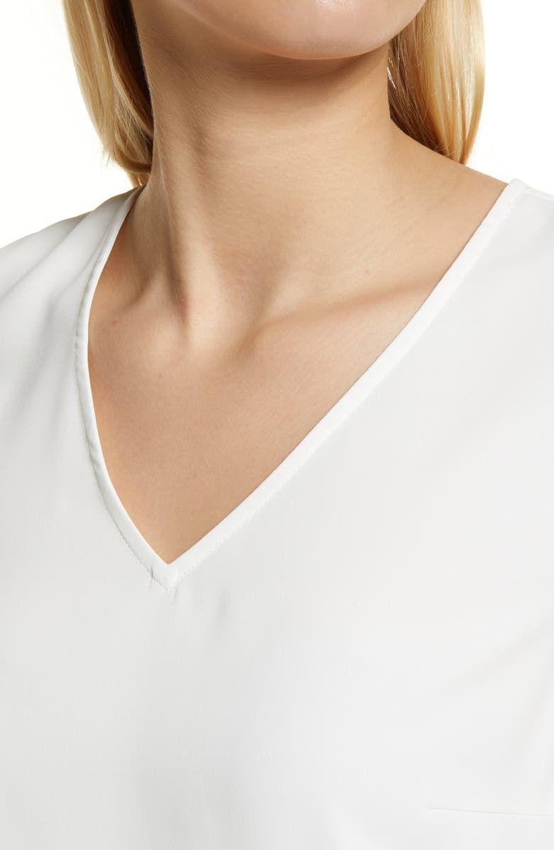 Ming Wang Sheer Hem Crêpe de Chine Sleeveless Top, Alternate, color, White