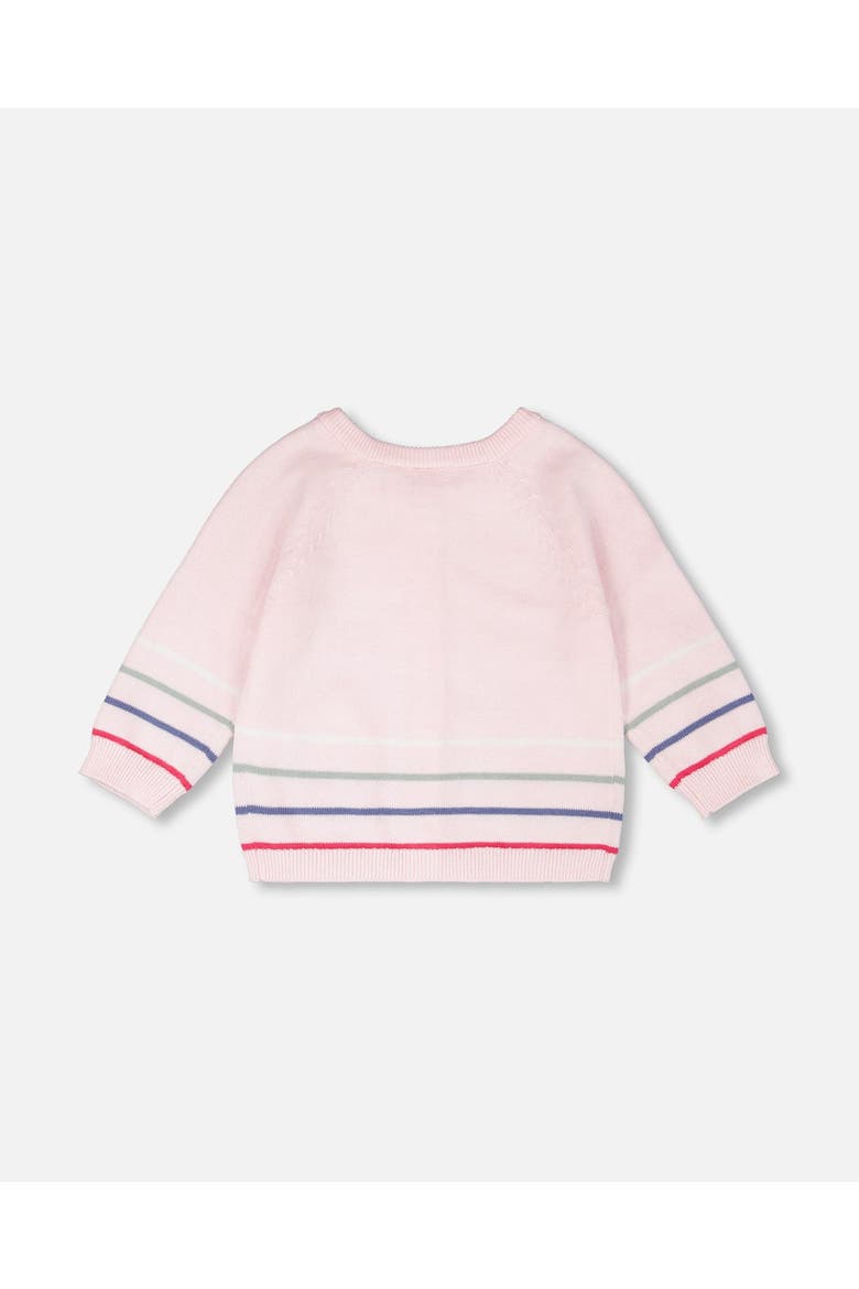 Girl Cotton Knit Striped Button Front Cardigan, Alternate, color, Light Pink