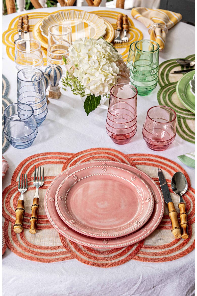 Set of 4 Scallop Stripe Placemats, Alternate, color, CORAL