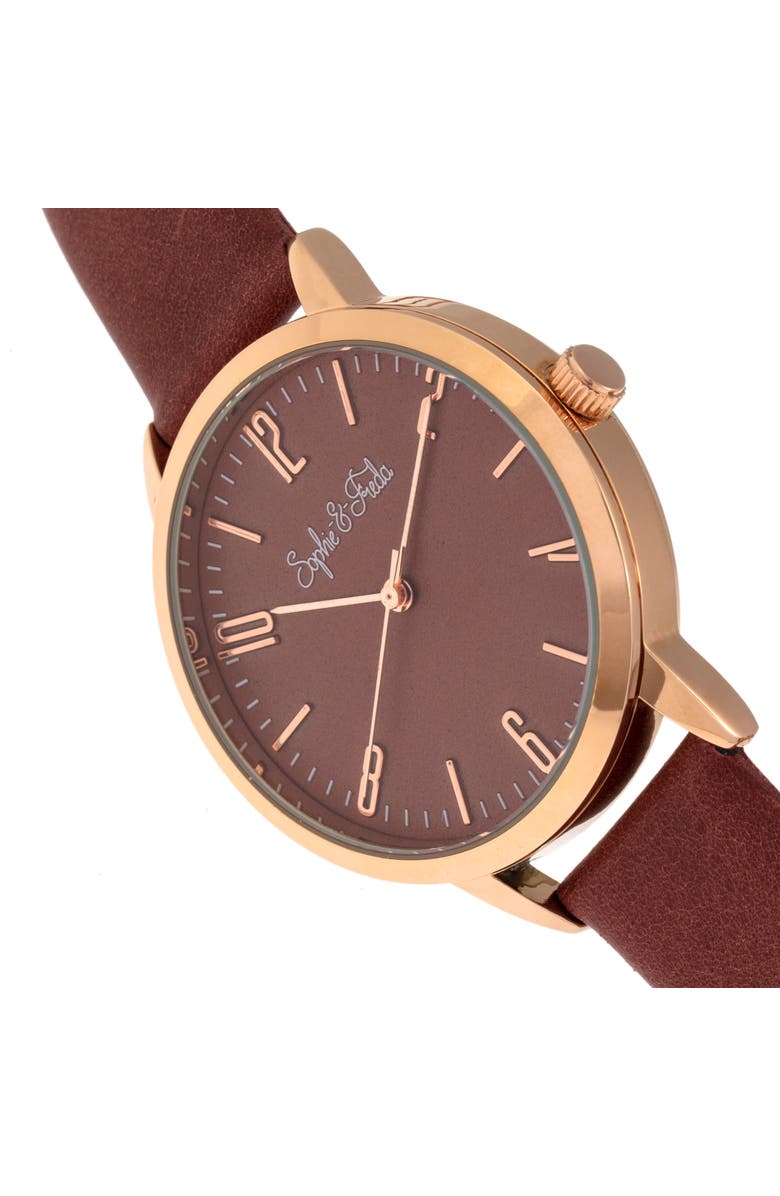 Sophie and Freda Vancouver Leather-Band Watch, Alternate, color, Brown