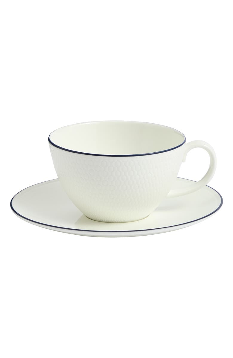 Wedgwood Gio Bone China Teacup & Saucer Set, Main, color, White