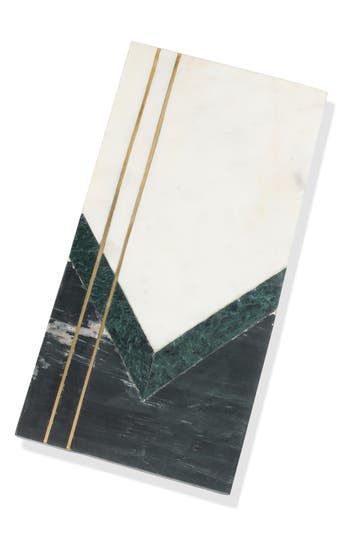 Tiramisu Emerald Artistry Marble Platter In White Multi