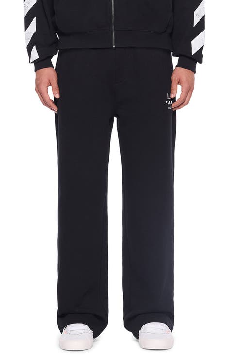 Diagonal Stripe Logo Cotton French Terry Sweatpants
