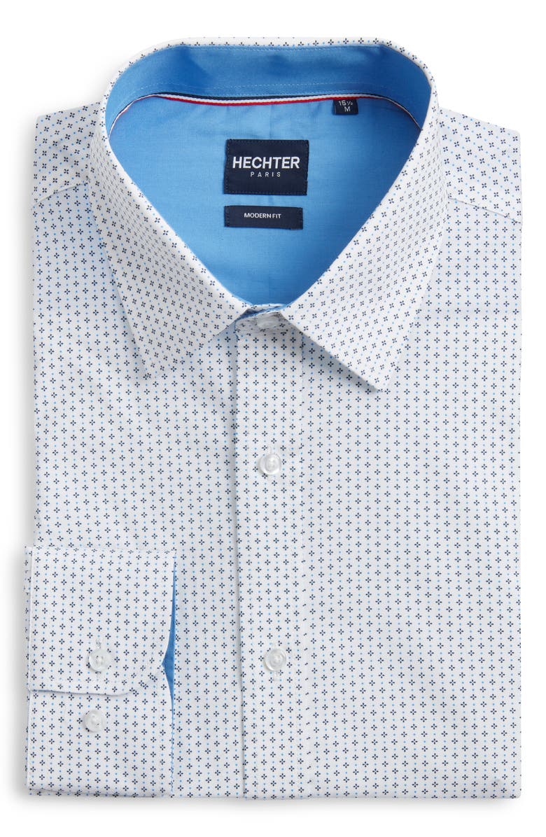DANIEL HECHTER Paris Modern Fit Neat Floral Print Cotton Dress Shirt, Alternate, color, 