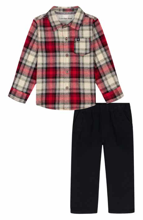 Calvin Klein Kids' Woven Button-Up Shirt & Pants Set
