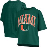 PRESSBOX Women's Pressbox Green Miami Hurricanes Nelson Arch Over Logo Waist Length Oversized Slub T-Shirt