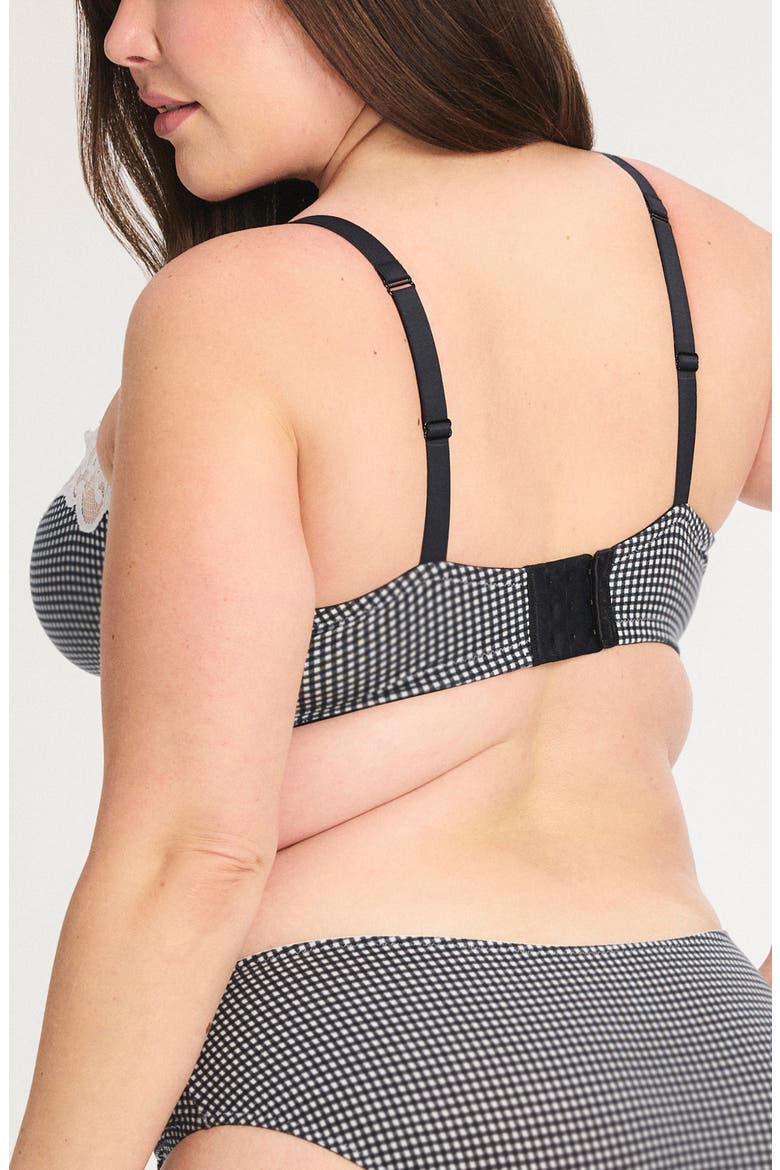 Swirly Girly Unlined Low-Cut Balconette Bra, Alternate, color, BLACK CAVIAR CHECK EFFECT
