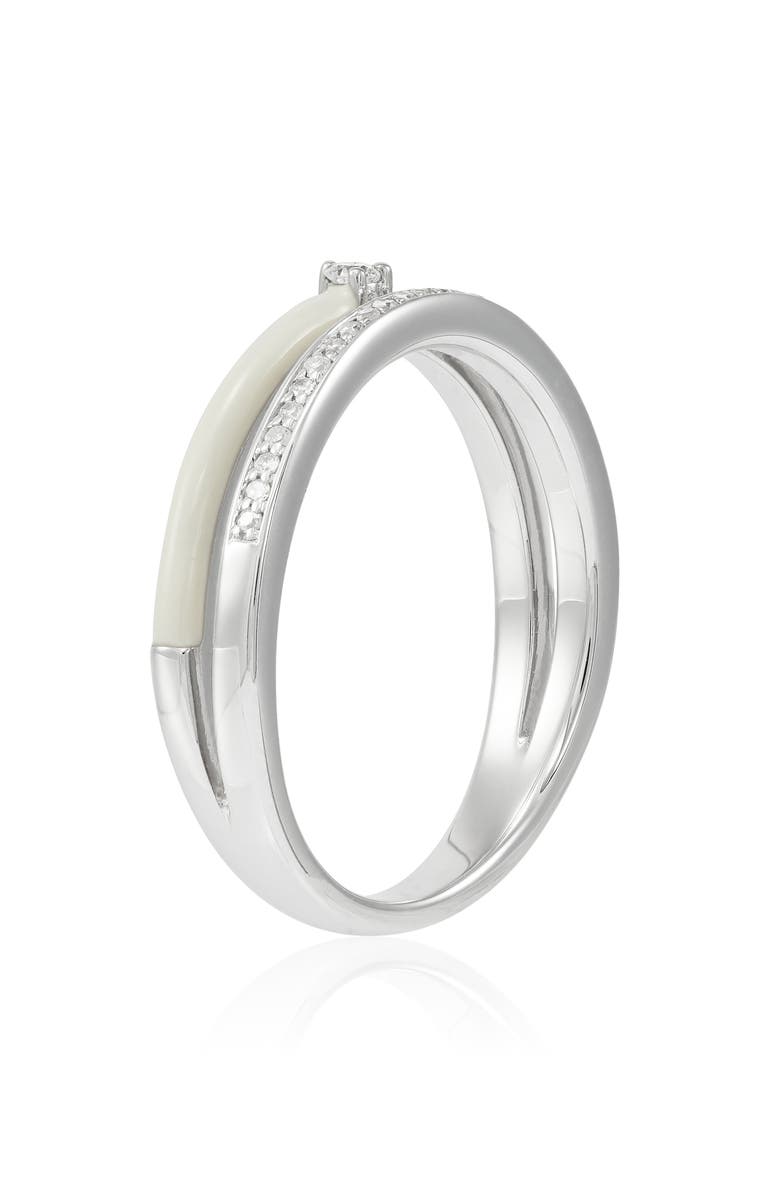 Frankie & Zoe Diamond & Enamel Stacked Band Ring, Alternate, color, White Gold