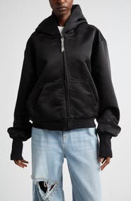 Area Crystal Knot Satin Full Zip Hoodie