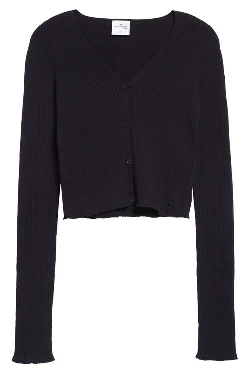 Courrèges Solar Light Rib Crop Cardigan In Navy