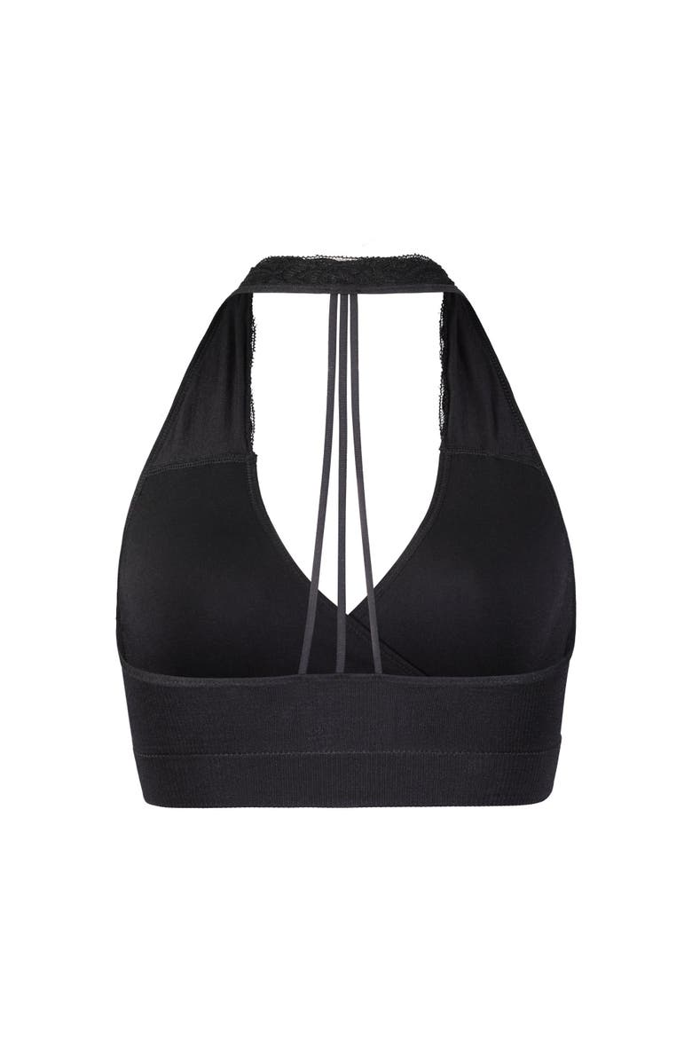 BRABAR Hug Lace Halter B-Tween T-Strap Sports Bralette, Alternate, color, Black