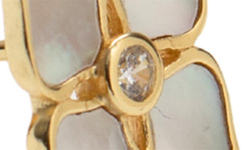 Argento Vivo Sterling Silver Mother Of Pearl Flower Stud Earrings