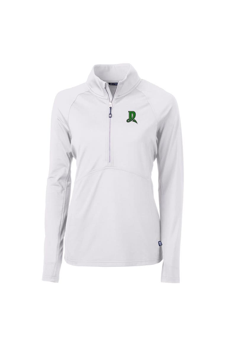 Women's Cutter & Buck White Dayton Dragons Adapt Eco Knit Stretch Recycled Half-Zip Top, Alternate, color, White