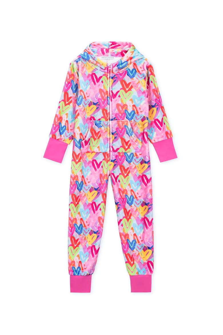 Plush Graffiti Hearts loungewear jumpsuit, Alternate, color, Multicolor