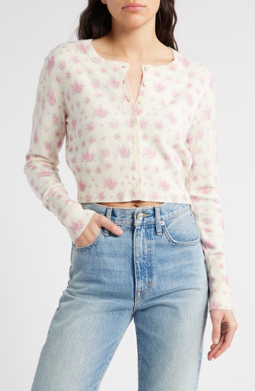 Loveshackfancy Adeanne Floral Print Crop Cardigan In Thulian Pink