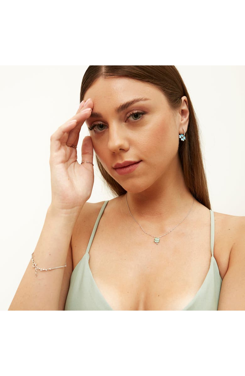 Spero London Sterling Silver Enamel Clover Earrings - Turquoise, Alternate, color, Silver