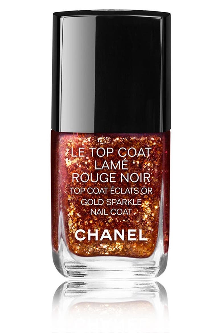 LE TOP COAT LAMÉ ROUGE NOIR 
Gold Sparkle Nail Coat, Main, color, NO COLOR