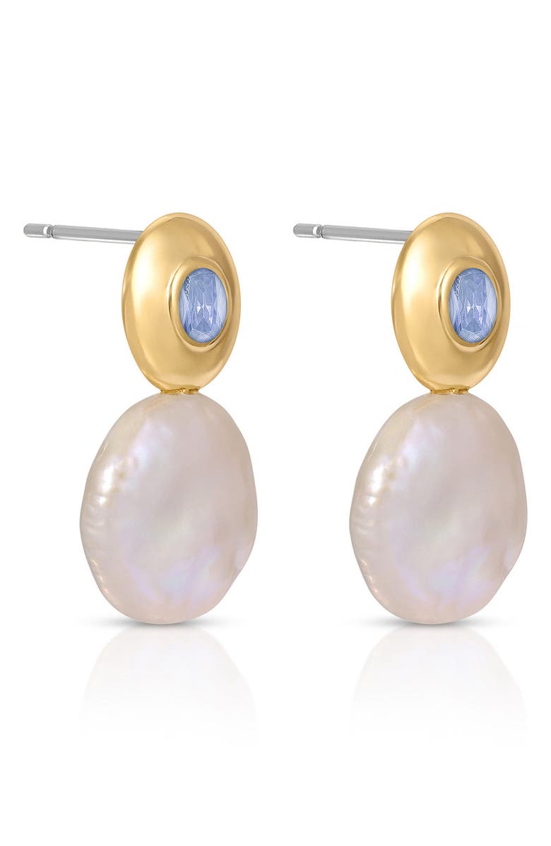 Ettika Majestic Freshwater Pearl Drop Earrings, Alternate, color, Blue