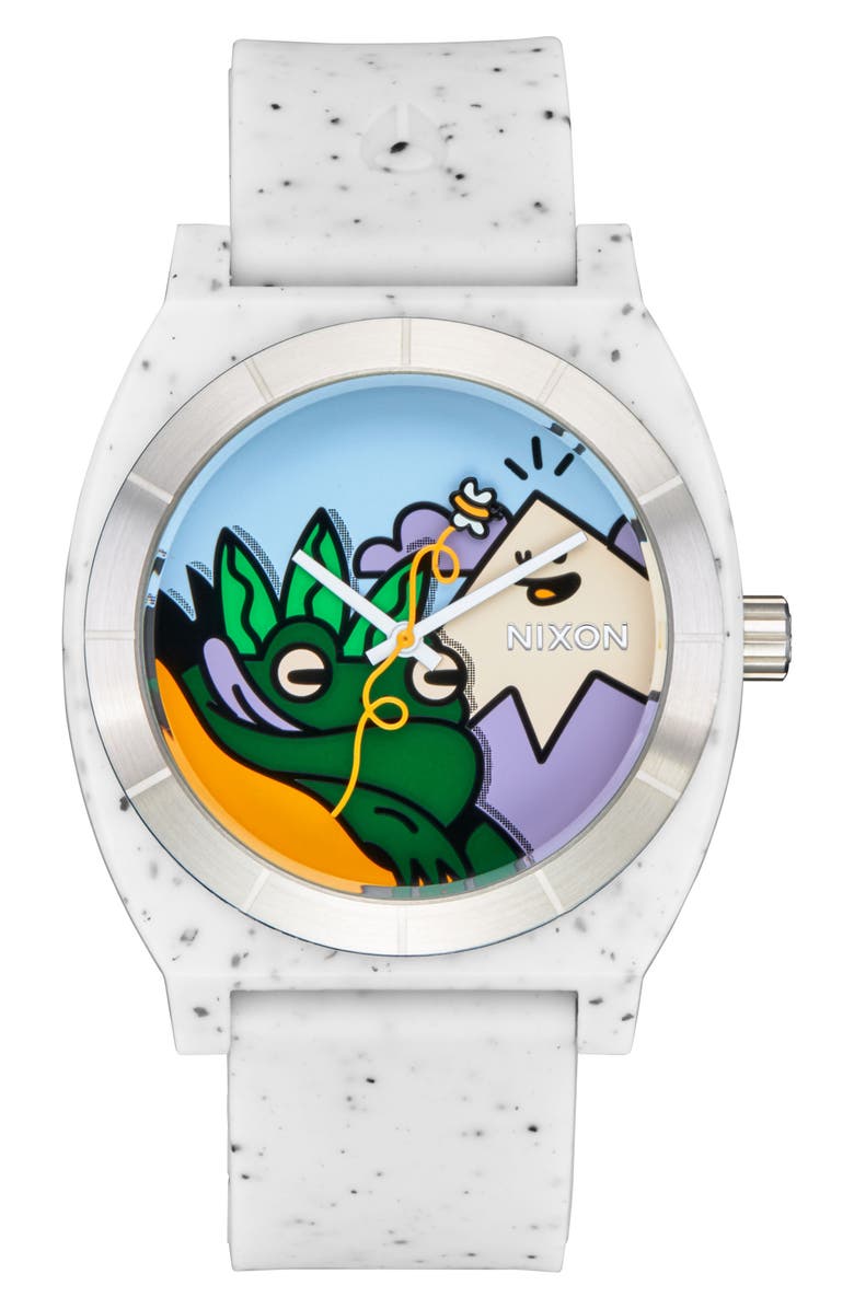 Nixon x Hannah Eddy Time Teller OPP Silicone Strap Watch, 39.5mm, Main, color, 