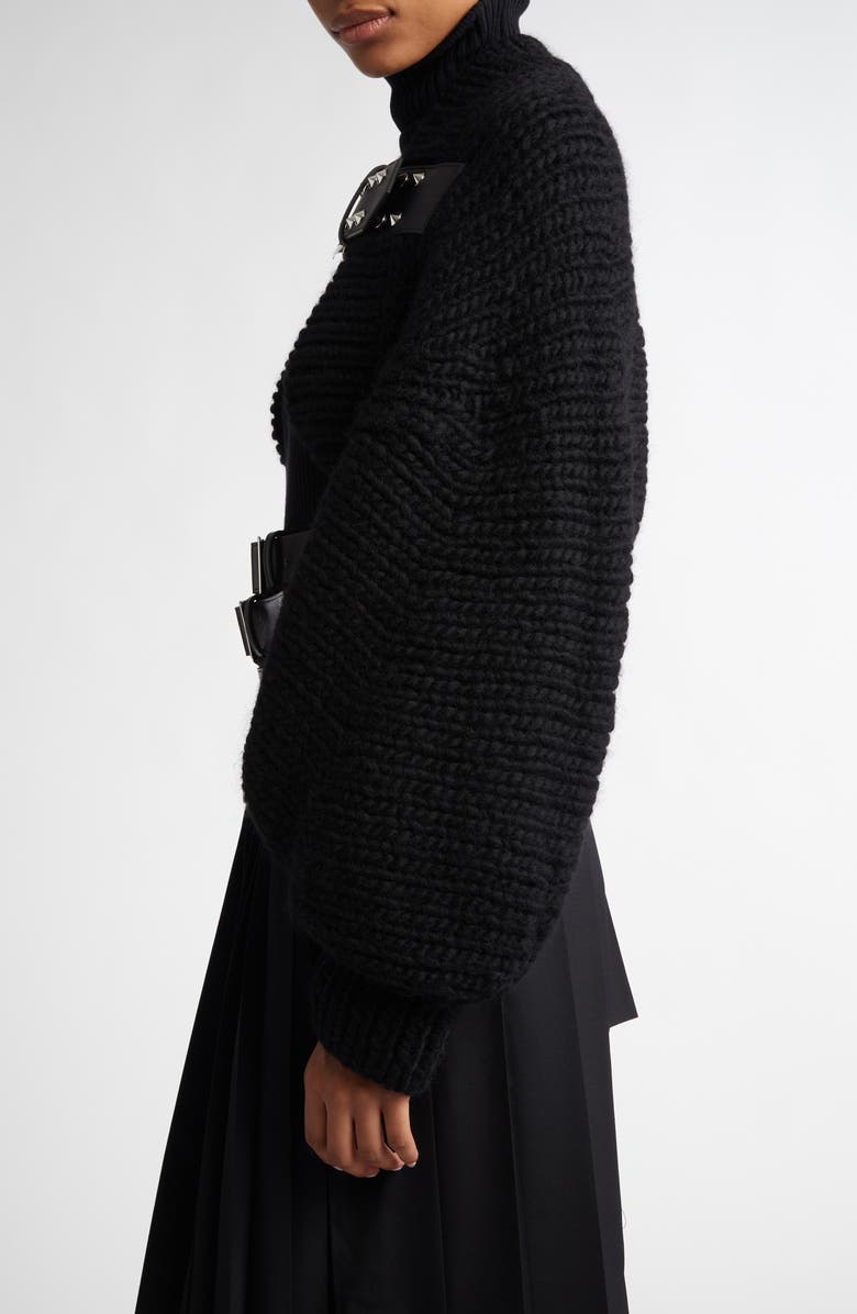 Junya Watanabe Spike Belt Wool Cardigan, Alternate, color,