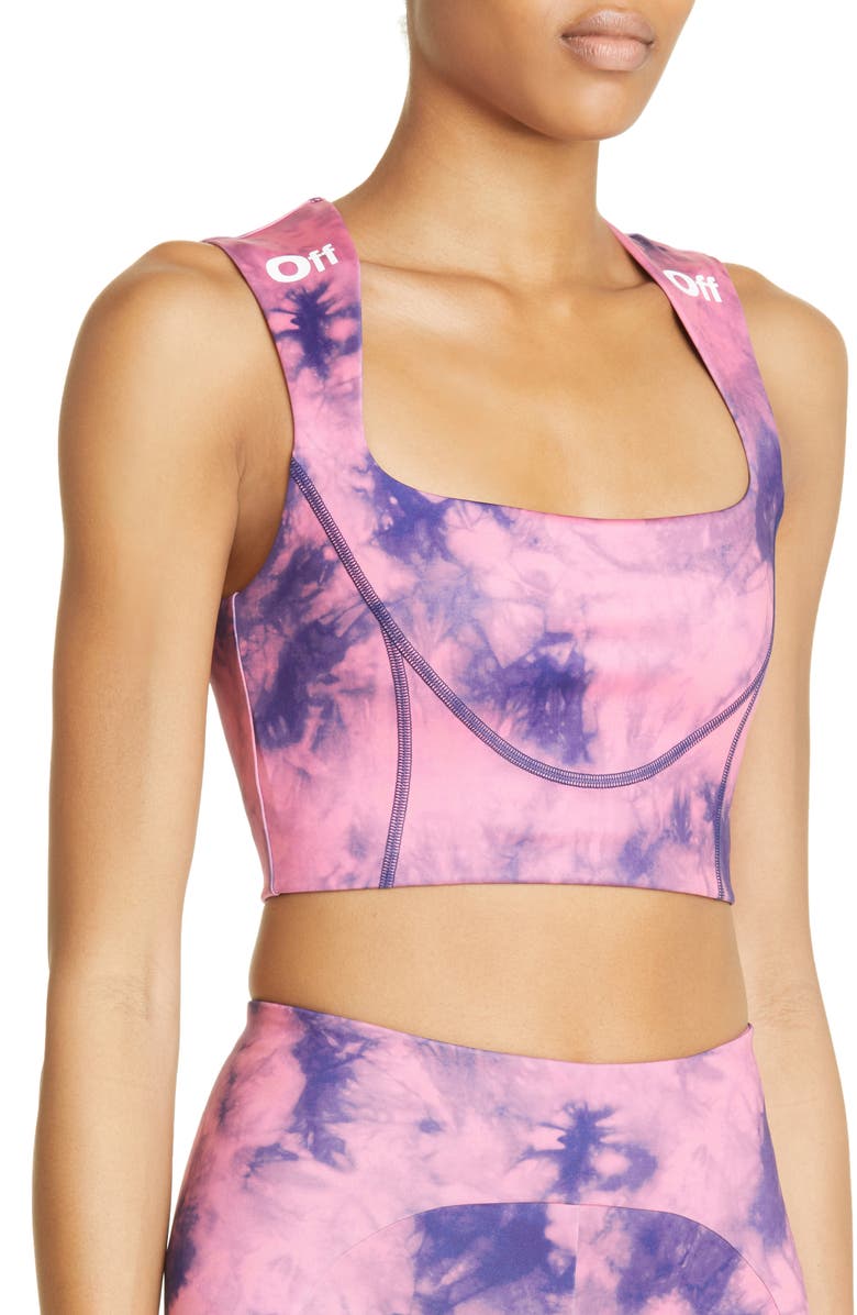 Off-White Tie Dye Crop Top, Alternate, color, 