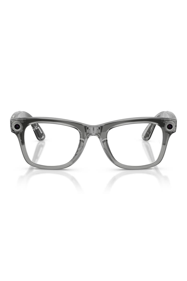 Meta Wayfarer Gen 2 50mm Square AI Sunglasses, Main, color, GREY / TRANSITIONS SAPPHIRE