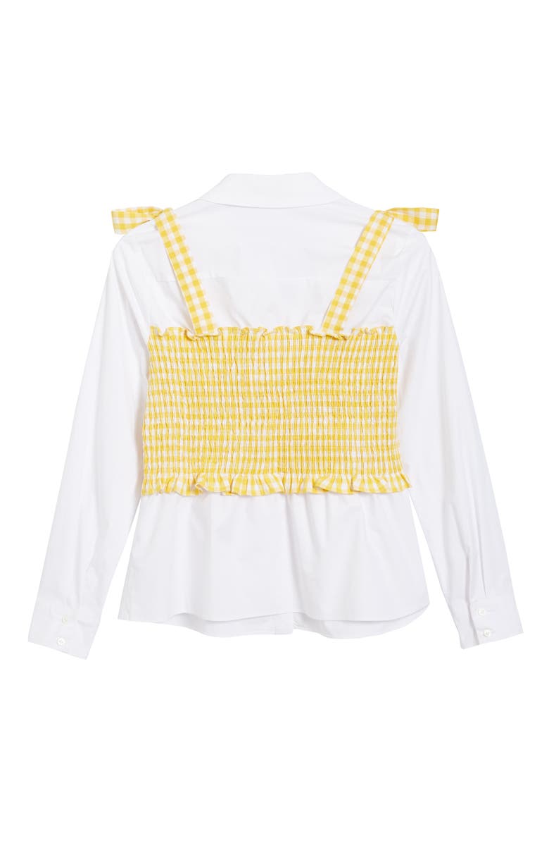 English Factory Gingham Smocked Button-Up Shirt, Alternate, color, 