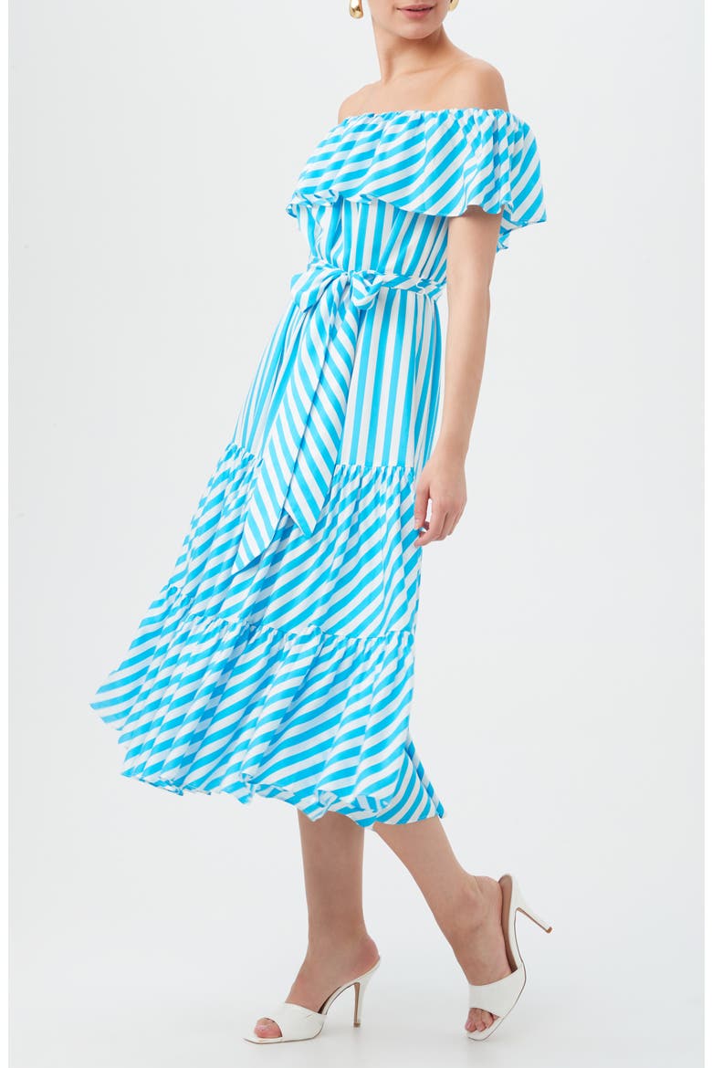 Salima 2 A-Line Midi Dress, Alternate, color, BLUE GROTTO/ WHITEWASH