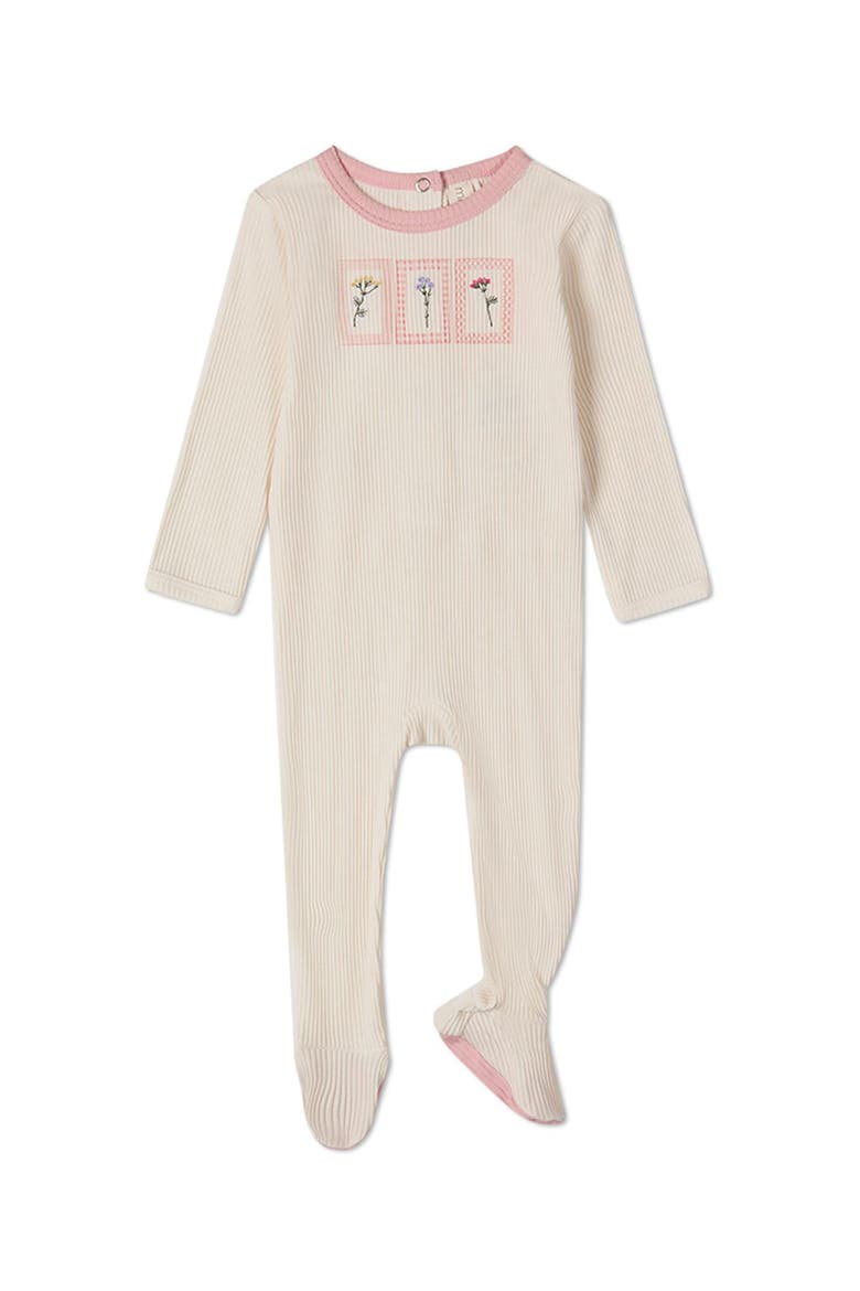 Baby Framed Florals Embroidered Footie, Main, color, Pink