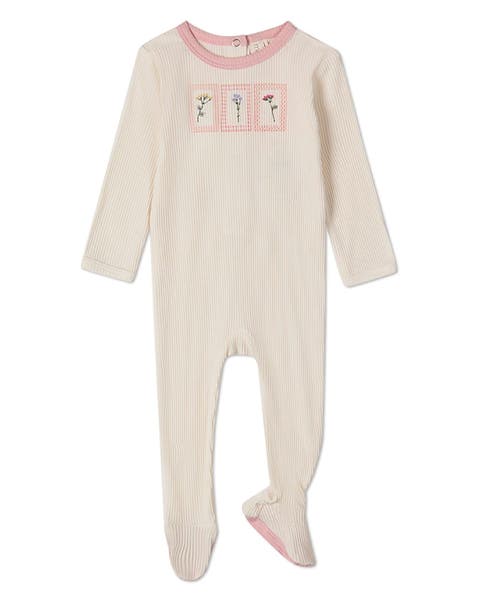 Baby Framed Florals Embroidered Footie