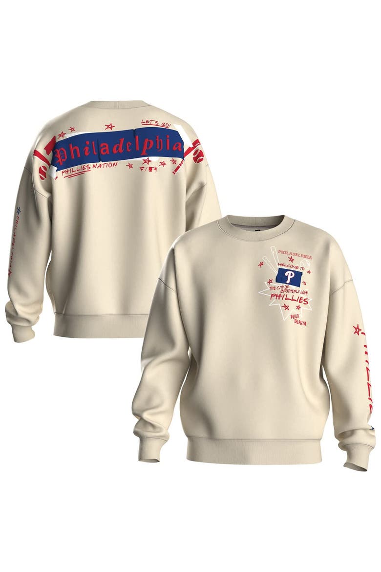 Women's Fanatics  Beige Philadelphia Phillies Graffiti Fleece Sweatshirt, Alternate, color, Beige