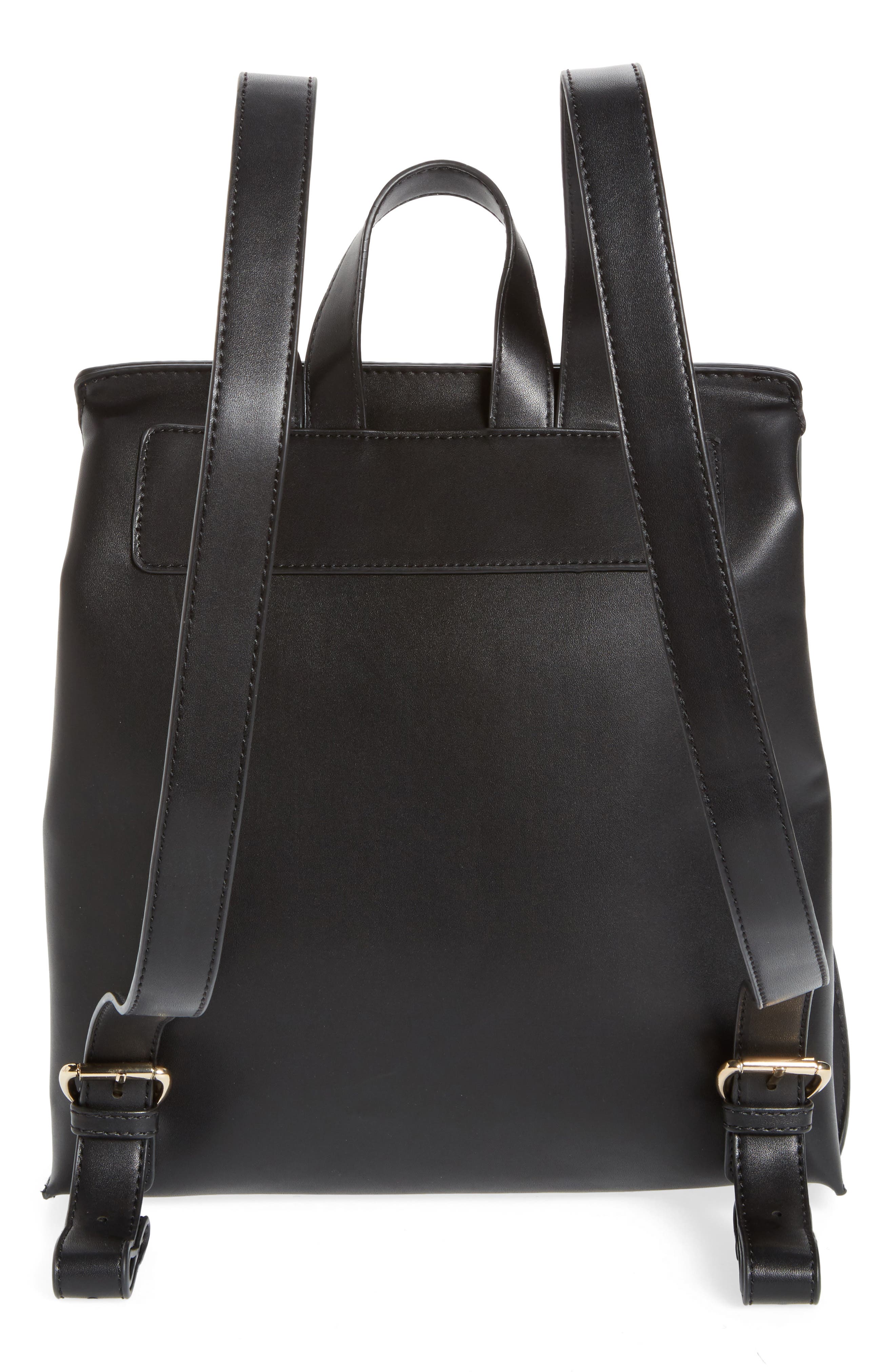 Selena Faux Leather Backpack, Alternate, color, BLACK/ TAN